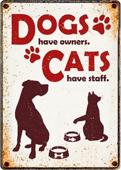 Plenty Gifts Waakbord Blik Dogs Have Owners Cats Have Staff 21X15 CM