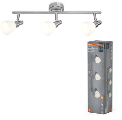 OSRAM LED spot G9 3-lamps, warm wit licht (2700 K), LED's, 5,7 W, draaibaar, glazen diffusers, nikkel design, 600 lm