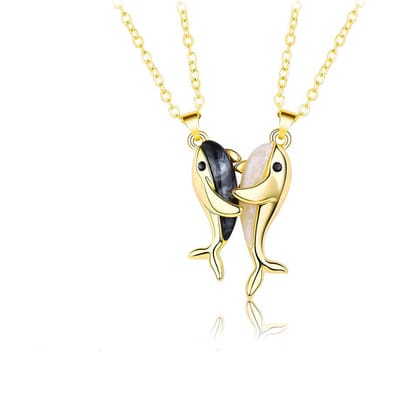 Bixorp Friends BFF Ketting voor 2 Walvis / Walvissen Goudkleurig  - Vriendschapsketting - Twee Helften Best Friends -  Voor Meisjes  - Best Friends Ketting Vriendschap Cadeau voor Twee