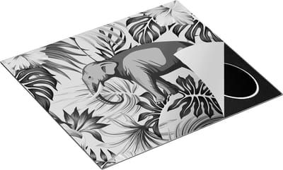Chefcare Inductie Beschermer Tropisch Getekende Olifant - Abstract - Zwart Wit - 60x50 cm - Afdekplaat Inductie - Kookplaat Beschermer - Inductie Mat