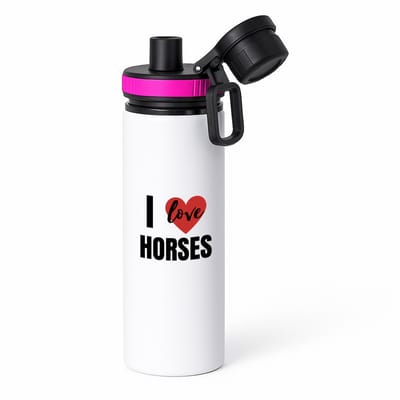 Hacebo® - I love horses waterfles met draaidop roze - Paarden - paarden liefhebbers - verjaardagscadeau - kado - gift - water fles - 850ML