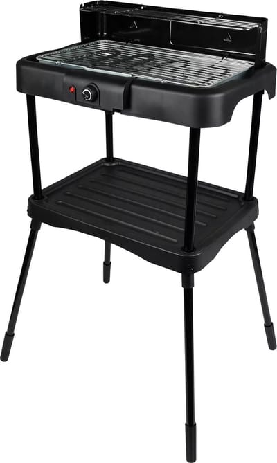 Benson Elektrische 2-in-1 BBQ - Binnen en buiten - Traploze thermostaat - Windscherm - 39x23 cm