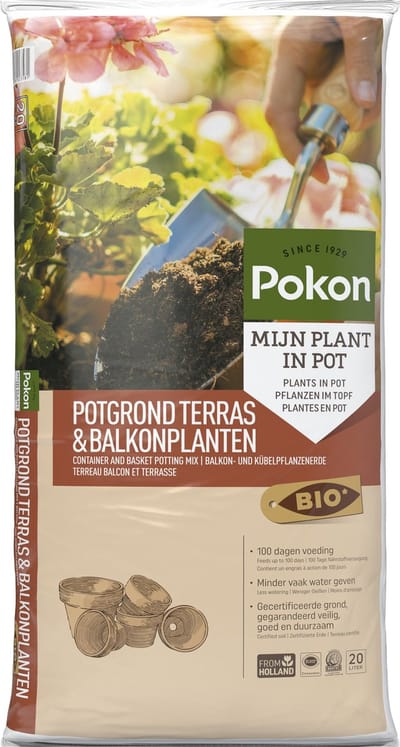 Pokon Bio Potgrond voor Terras & Balkonplanten - 20l - potgrond (biologisch) - 100 dagen voeding