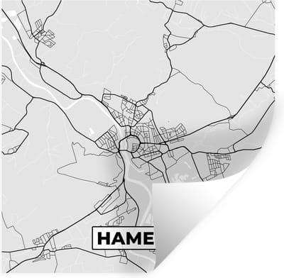 Muurstickers - Sticker Folie - Plattegrond - Duitsland - Hameln - Stadskaart - Kaart - 100x100 cm - Plakfolie - Muurstickers Kinderkamer - Zelfklevend Behang XXL - Zelfklevend behangpapier - Stickerfolie