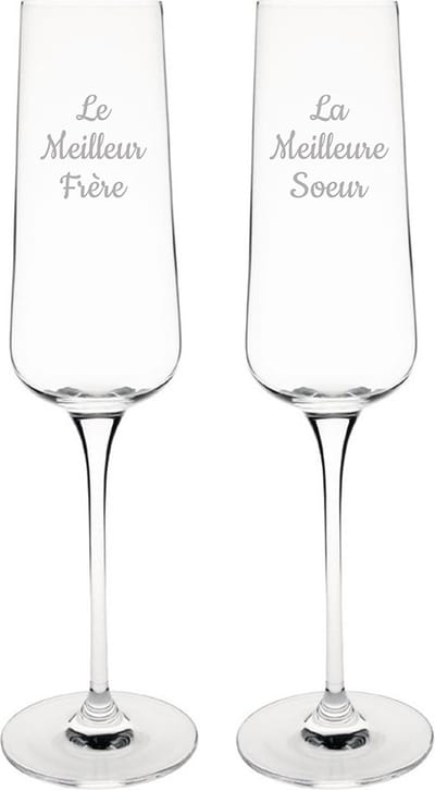 Champagneglas gegraveerd - 27cl - Le Meilleur Frère & La Meilleure Soeur