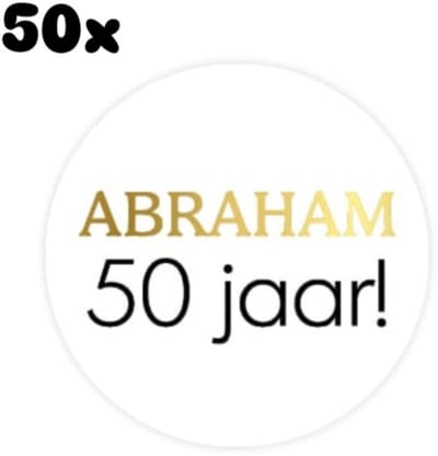 50x Sticker ABRAHAM 50 jaar - feestje - leuk inpakken - sluitsticker - sluitzegel - stickers - jarig uitdelen