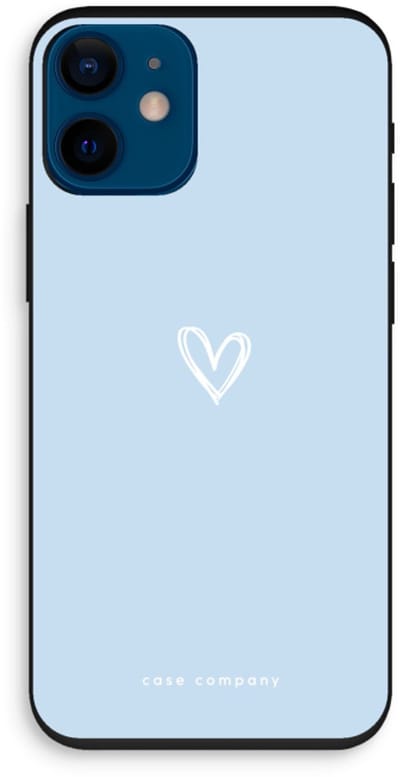 Case Company® - Hoesje geschikt voor iPhone 12 mini hoesje - Klein Hart Blauw - Biologisch Afbreekbaar Telefoonhoesje - Bescherming alle Kanten en Schermrand