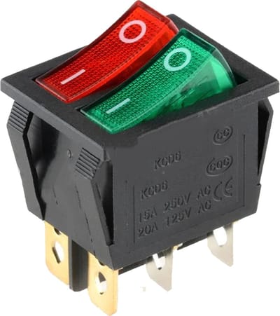 Dubbele ON-OFF schakelaar - 250V - 16A - Rood / groen