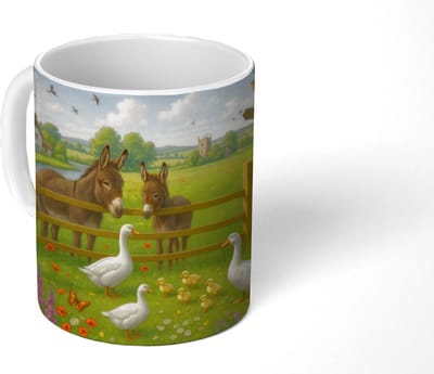 Mok - Koffiemok - Ezels - Ganzen - Kleurrijk - Mokken - 350 ML - Beker - Koffiemokken - Theemok