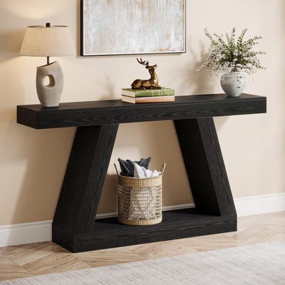 LITTLE TREE Consoletafel - 30 X 80 X 140 cm - Sidetable - Met Opslagruimte - Industriële - Voor Hal & Woonkamer - Zwart​