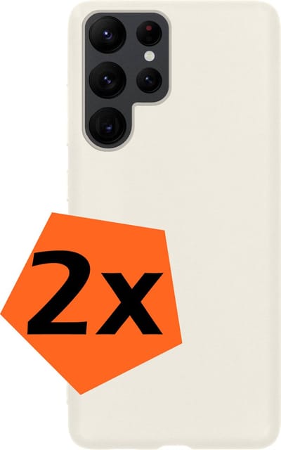 Hoes - 2 Stuks - Geschikt voor Samsung Galaxy S22 Ultra - Sterk & Shockproof - Case Siliconen - Back Cover - Telefoon Hoes - Wit
