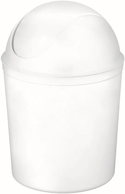 Ronde Afvalmand - Prullenbak - Thuis Gebruik - Swing Deksel - 5 Liter - Wit