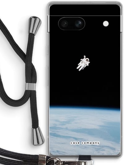 Case Company® - Hoesje met koord geschikt voor Google Pixel 7A hoesje met Koord - Alone in Space - Telefoonhoesje met Zwart Koord - Bescherming aan alle Kanten en Over de Schermrand