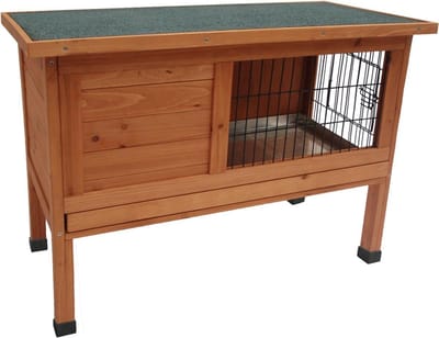 Konijnenhok – Compact konijnenhok voor buiten met nachthok en traliegedeelte – 91,5x45x70 cm – Flamingo Konijnenhok Bunny Classic Bruin