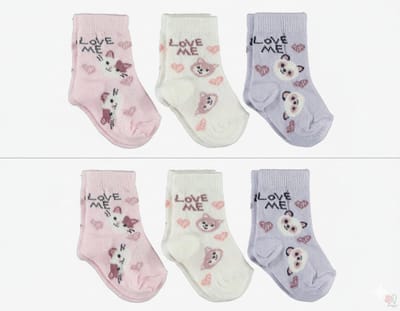 Set van 6 paar babysokken meisjes - Love me baby sokjes