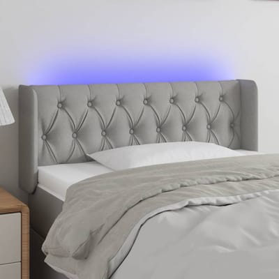 vidaXL - Hoofdbord - LED - 93x16x78/88 - cm - stof - lichtgrijs