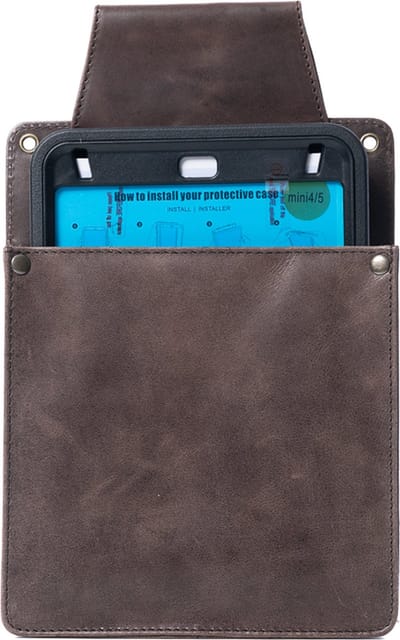 Holster - Horeca - Holster voor Mini Ipad 3/4/5 - Horeca IPad houder - Rundleder - Bruin - Holster kapper - Holster horeca - Holster scharen - Holster riem - Horeca holster - Kelner holster - Horeca houder - iPad houder - Horeca riem - Brown