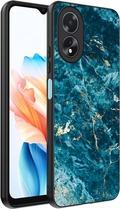 Smartphonica Telefoonhoesje Geschikt voor Oppo A18 met marmer opdruk - TPU backcover case blue marble design - Blauw geschikt voor Oppo A18