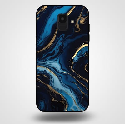 Smartphonica Telefoonhoesje voor Samsung Galaxy A6 2018 met marmer opdruk - TPU backcover case marble design - Goud Blauw geschikt voor Samsung Galaxy A6 2018