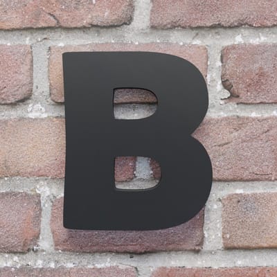 Huisnummer Berlin B zwart - Huisnummerbord - 10 cm - Blinde bevestiging