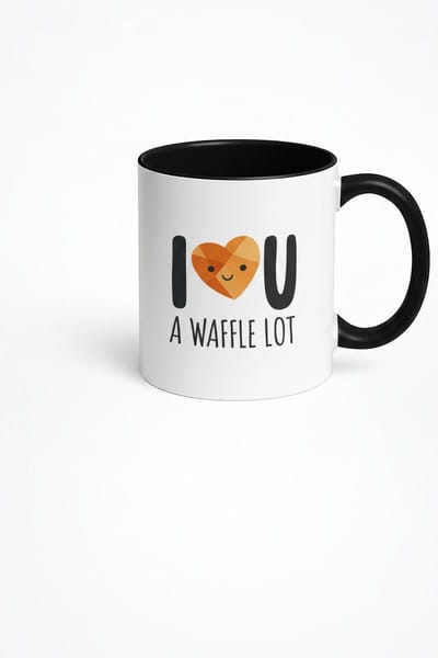 Mok 'I  U A WAFFLE LOT' - Grappige en Lieve Koffiemok met Wafel Hart Design
