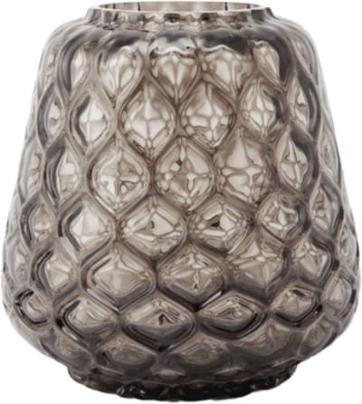XLBoom Kuro Prism Small Smokey – Mondgeblazen glazen vaas met geometrisch patroon – Kleur Smokey grijs – Design woonaccessoire