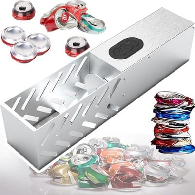 Elektrische Blikjespers - Afvalverkleiner Blikjes - Afval Beheren - Ruimtebesparend Wandmontage - 200-500 ml - Zilver