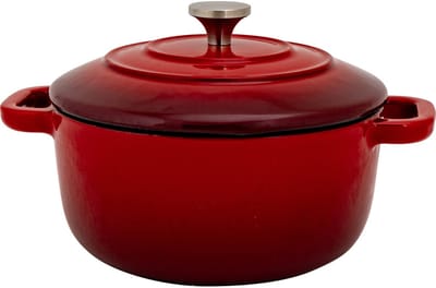Cosy & Trendy Braadpan/stoofpan - gietijzer/emaille - 0.5 liter - 12 x 9 cm - rood - voor stoofpotten/stoofvlees