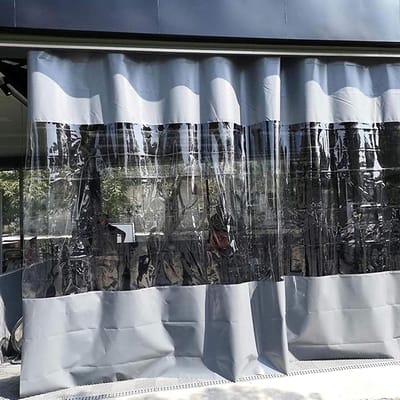 Buitengordijnen Transparant - Zeil met Ringen - Terras Afschermen - Waterdicht Scheurbestendig - 2 x 6.6 m - Grijs Transparant