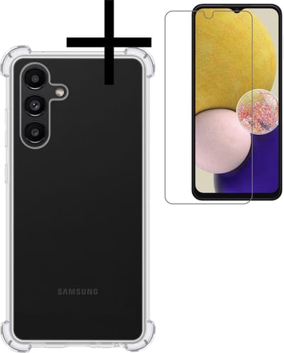 Hoesje - Met Screenprotector - Geschikt voor Samsung Galaxy A13 5G - Sterk & Shockproof - Siliconen Case - Back Cover - Telefoon Hoes - Shock Proof - Transparant
