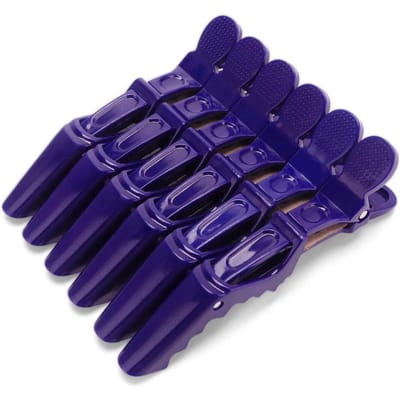 6 stuks alligator haarclips, kappersklemmen van plastic, professionele kappersaccessoires voor haarstyling in de salon. blauw