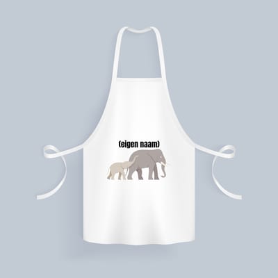 Akyol - olifant en kleine met eigen naam Keukenschort - Olifant - dieren liefhebber - iemand die houdt van olifanten - verjaardag - cadeau - kado - geschenk - 82 bij 71 cm