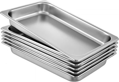 Gastronorm Bak 8,5L - RVS, Chafing dish en Gn bak met 65mm en 6x RVS Bakken - Voor Catering