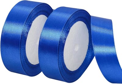 25mm Blauwe Satijnen Ribbons voor Cadeauverpakking, Knutselen, Bruiloft en Feestdecoratie - 2 Rollen van 23m