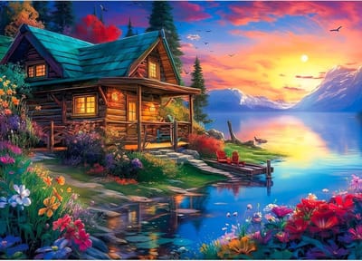 Puzzel 1000 stukjes - Legpuzzel Volwassenen - Ontspannend Gezinsspel - Gerecycled Karton - 70 x 50 cm - Lakeside Chalet