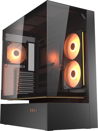 Cougar CFV235 Midi-tower PC-behuizing Zwart 3 voorgeïnstalleerde ventilators, Geïntegreerde verlichting, Zijvenster, Stoffilter