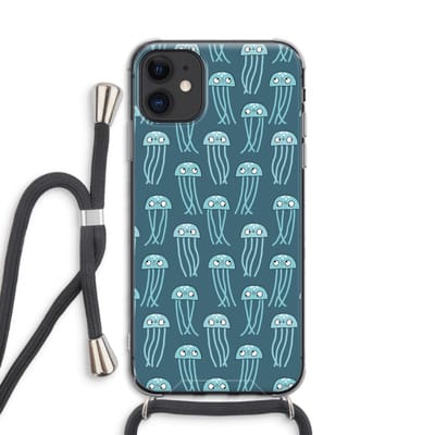 Case Company® - Hoesje met koord geschikt voor iPhone 11 hoesje met Koord - Kwallie - Telefoonhoesje met Zwart Koord - Bescherming aan alle Kanten en Over de Schermrand