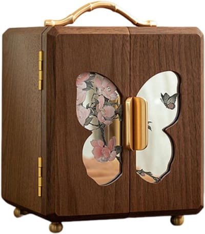 Houten Sieradendoos - Opbergdoos - Sieraden Opbergen - 4 Lagen Opslag - 15.5x16x19.5 cm - Houtkleur