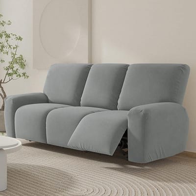 Fauteuilhoezen 3-zits - Bankhoezen Stretch - Meubels Beschermen - Met Zijvakken - 234 x 83 cm - Grijs