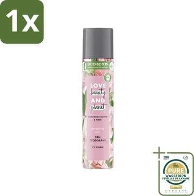 1 x Love Beauty and Planet - Deospray - Murumuru Butter & Rose - 75 ml- Deospray - Murumuru Butter - Roze Geur - Vegan Deodorant - Natuurlijke Deodorant