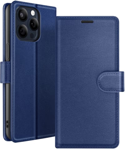 Zanae, Hoesje geschikt voor iPhone 15 Pro Max - Wallet Case & Magneetsluiting, Nachtblauw