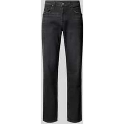Low waist straight fit jeans met labelpatch