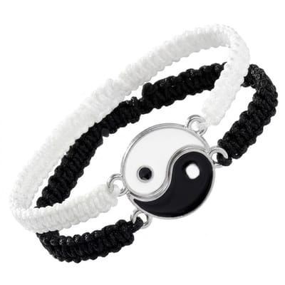 Zwart wit koord armband voor dames en heren – verstelbare vriendschaps armband met yin yang symbool