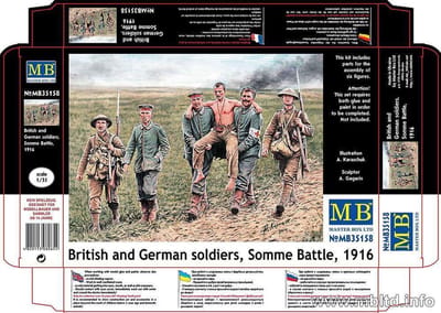Master Box Modelbouwpakket Militaire voertuigen - MB35158 British - German Soldiers, Somme Battle, 1916 Plastic - 1:35 - Modelbouw