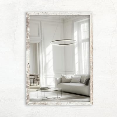 Wandspiegel - Spiegel met lijst - Interieur verfraaien - Handgemaakt in Duitsland - 40 x 50 cm - Vintage wit