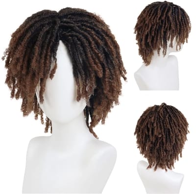 Dailygoods- Dreadlocks Pruik ombré-bruin - Fake Dreads - Kunstvezel - Cosplay - Mannen/non-binaire personen - Korte, getextureerde dreadlocks