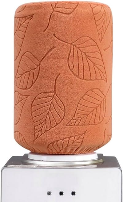 Waterfles Bescherming - Herbruikbare Elastische Deksel voor Waterdispenser, Stofbescherming en 3D Bladpatroon - Ideaal voor Thuis, Hotel en Restaurant (Oranje)