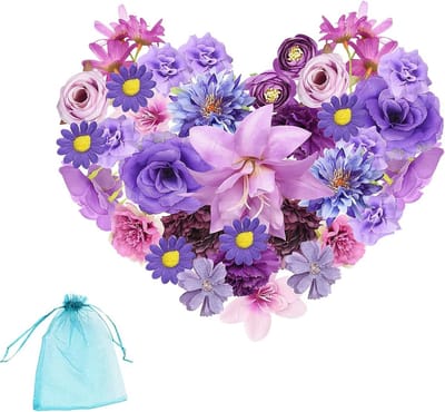 Kunstbloemen 40 Stuks - Paarse Bloemkoppen - Hoogwaardige Zijde - Voor Bruidsboeketten en Decoraties - m-winkel