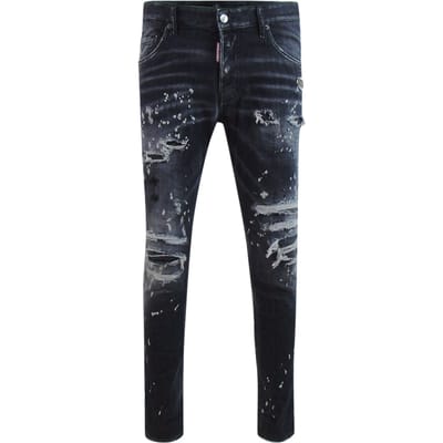 Dsquared2 Skater Jeans Verstevigd Gescheurd Met Verfspatten Zwarte Wassing