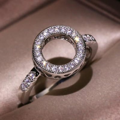 Eenvoudige Ronde Witte Zirkonia Ring Voor Vrouwen Handgemaakte Mozaïek Zirkonia Bruiloft Feest Verlovingsringen Mode Sieraden Cadeau 8 wit